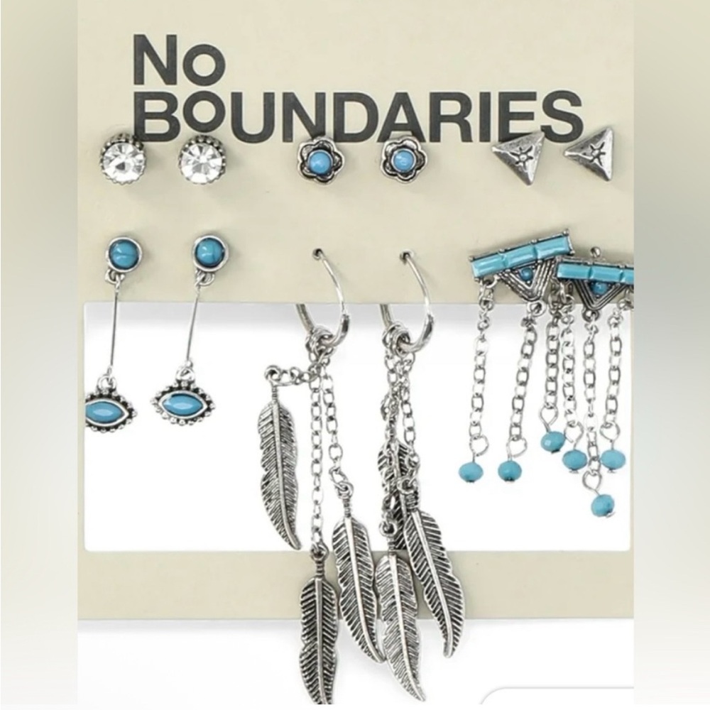 No Boundaries Silver and Turquoise Earring Set